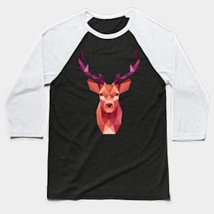 Deer T-Shirt - Deer Face Polygon Design Baseball T-Shirt